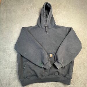 Carhartt Midweight Hooded Sweatshirt Mens XL Grey Distressed Paint Splatter